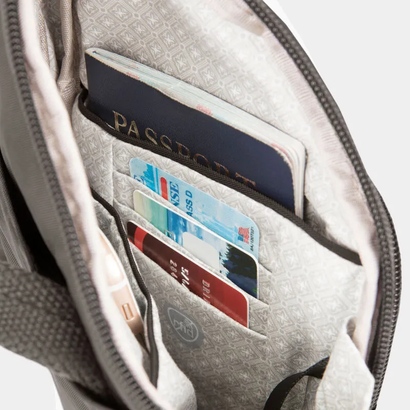 Travelon Anti-Theft Essentials Mini Asymmetric Crossbody w/5-Point Anti-Theft Protection - Smoke