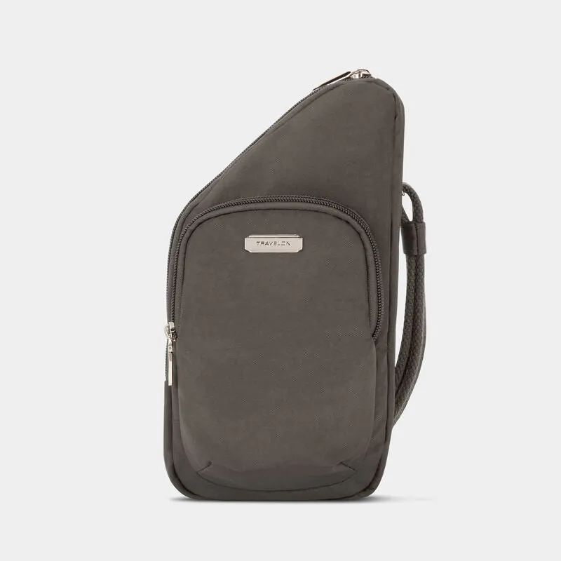 Travelon Anti-Theft Essentials Mini Asymmetric Crossbody w/5-Point Anti-Theft Protection - Smoke