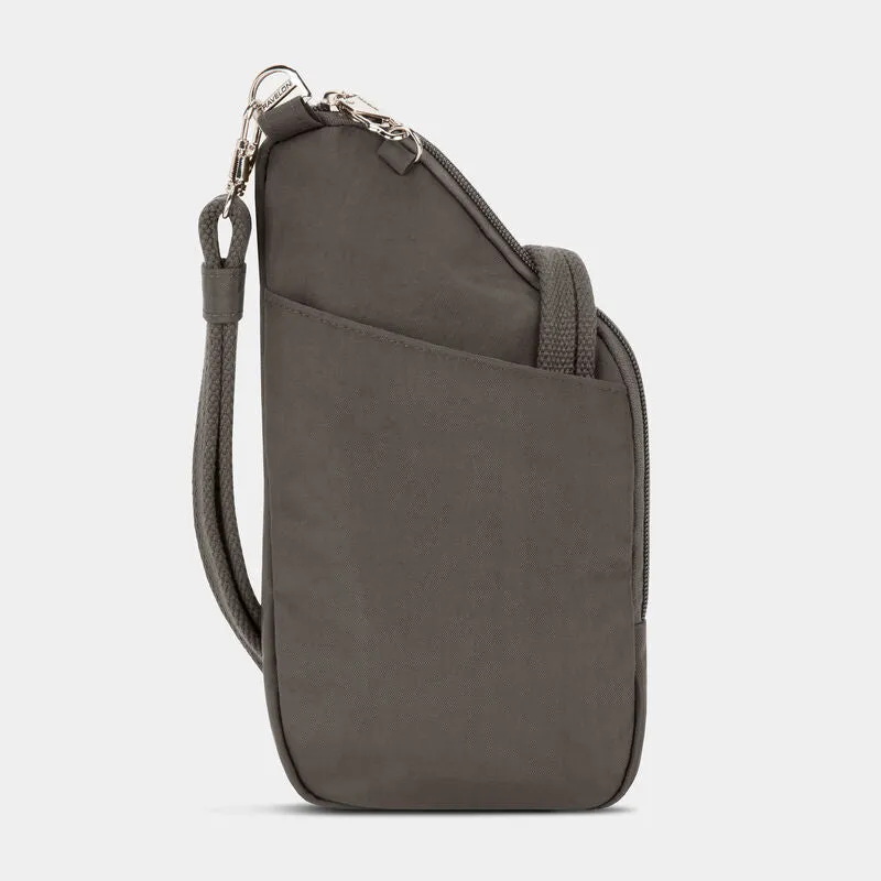 Travelon Anti-Theft Essentials Mini Asymmetric Crossbody w/5-Point Anti-Theft Protection - Smoke