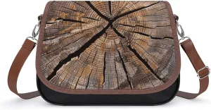 Tree Stump Wood Grain Leather Shoulder Bag for Women Classic Crossbody Purse Leather Tote Bag Handbag Purse Small Shoulder Bags for Shopping