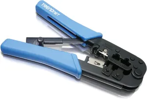 TRENDnet Crimping Tool, Crimp, Cut, And Strip Tool, For Any Ethernet or Telephone Cable, Built-In Cutter And Stripper, 8P-RJ-45 And 6P-RJ-12, RJ-11, All Steel Construction, Black, TC-CT68