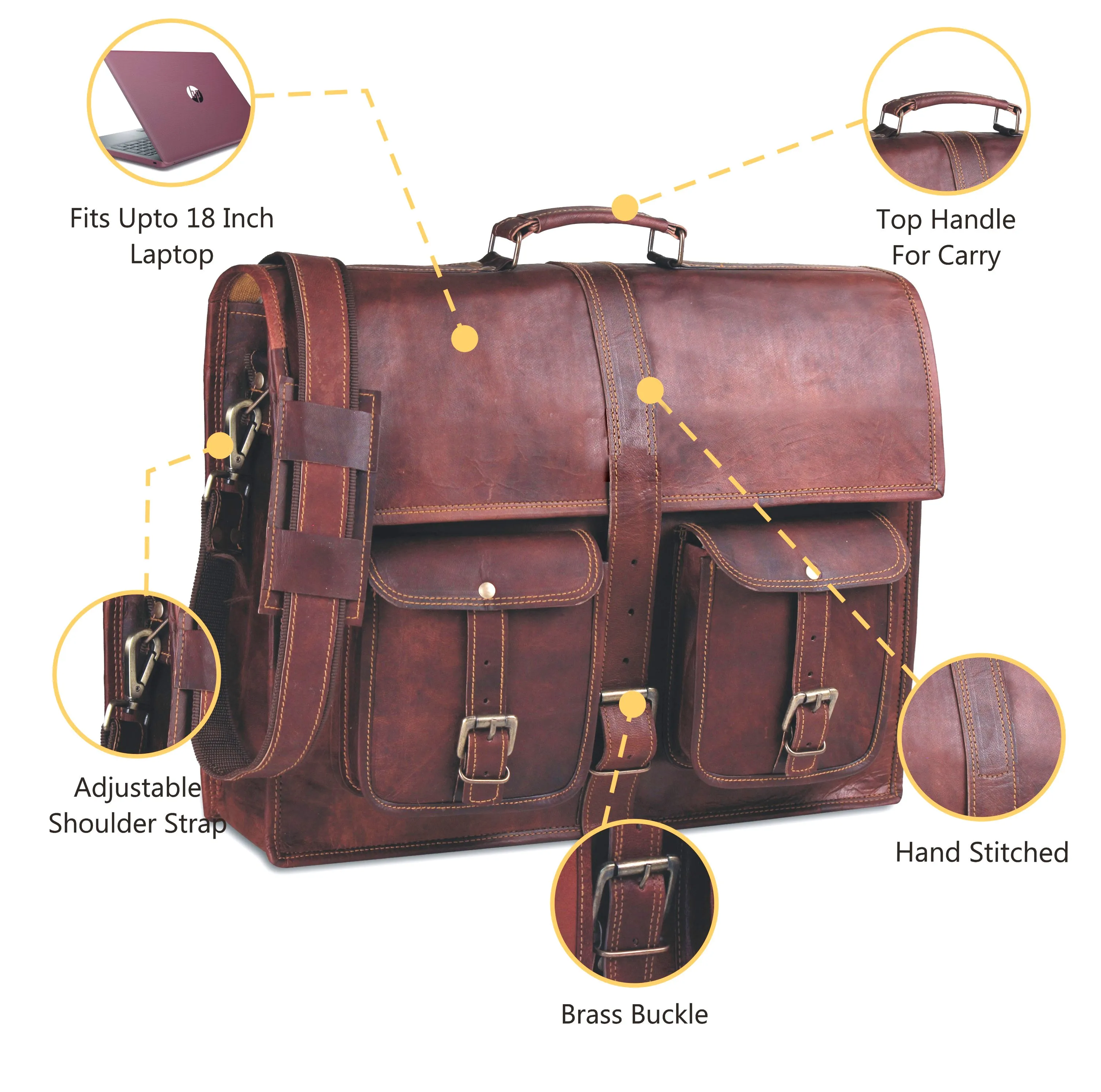 Tri Buckled Leather Messenger bag