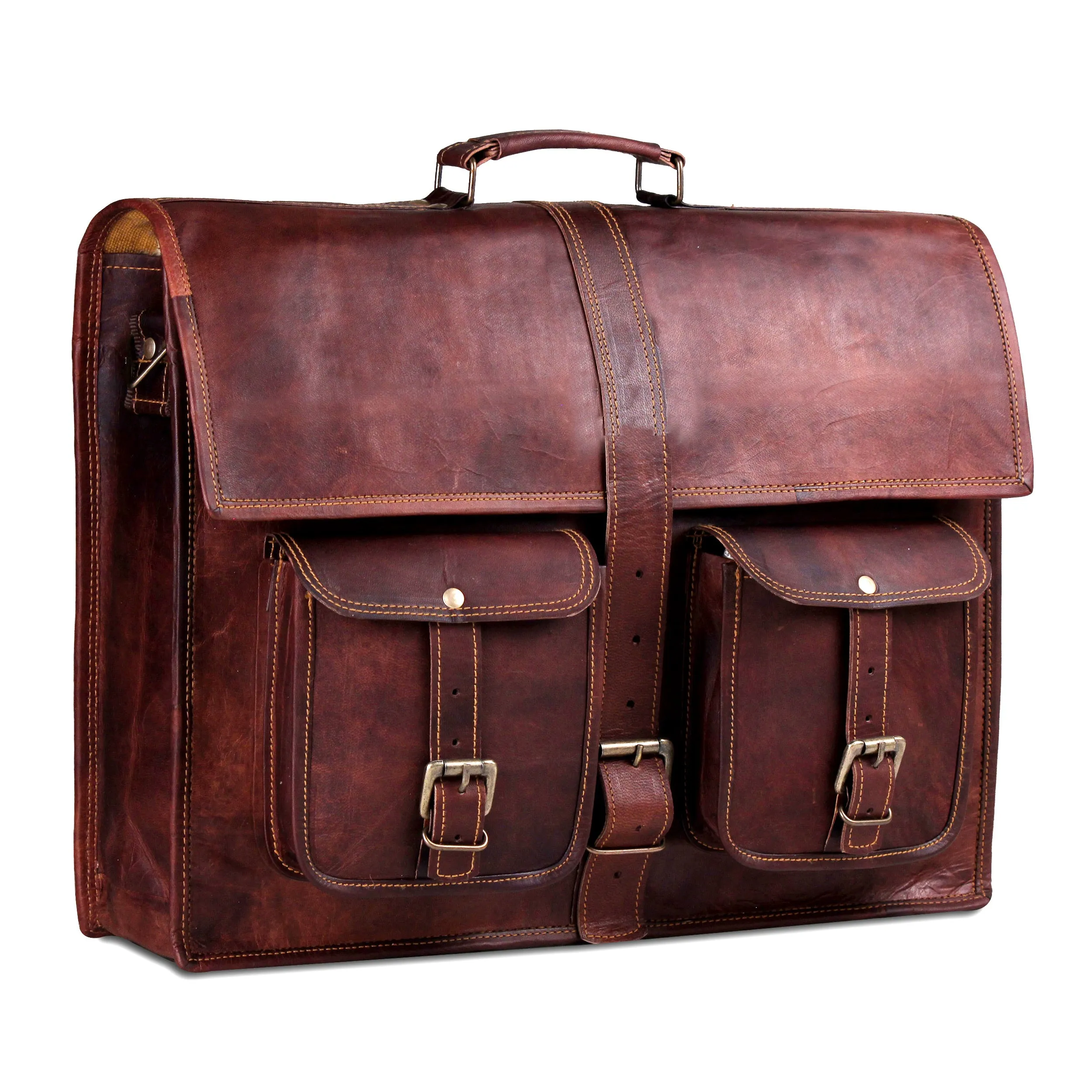 Tri Buckled Leather Messenger bag
