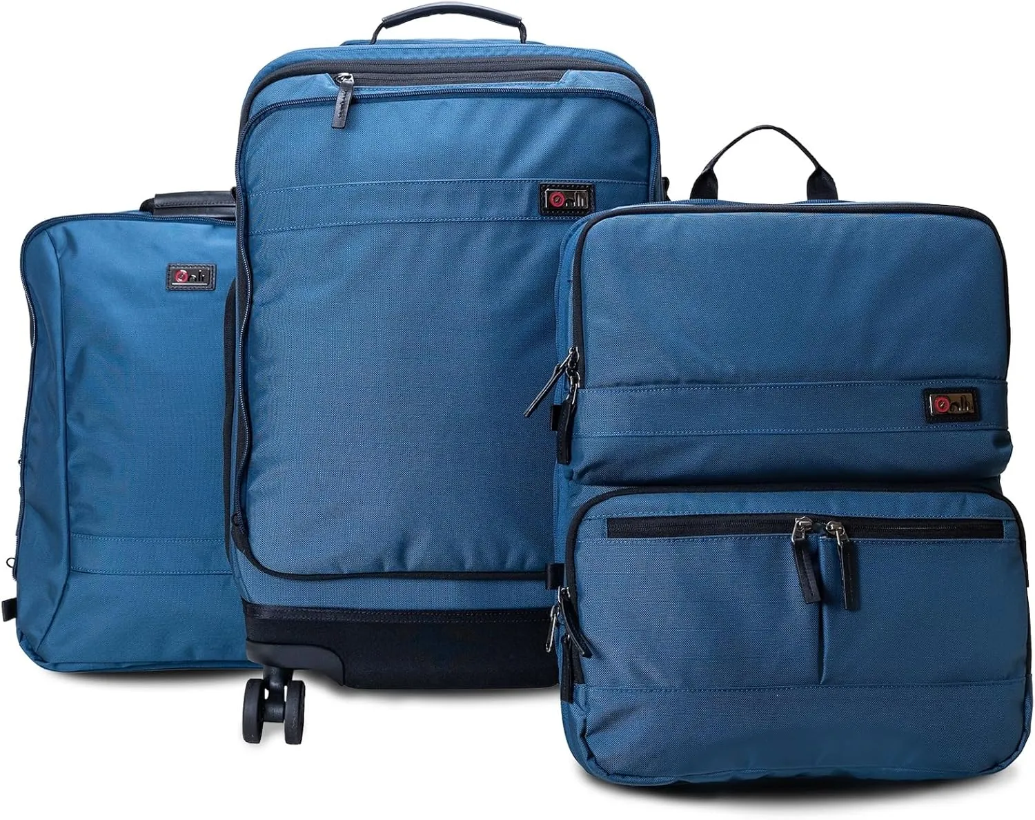 Trilogy Modular System I Modular 4-wheel spinner carry-on, with two zip-off bags! All 3 are Expandable! You get 3 bags in 1! Mix and match; take apart to fit crowded airplane spaces (Blue)
