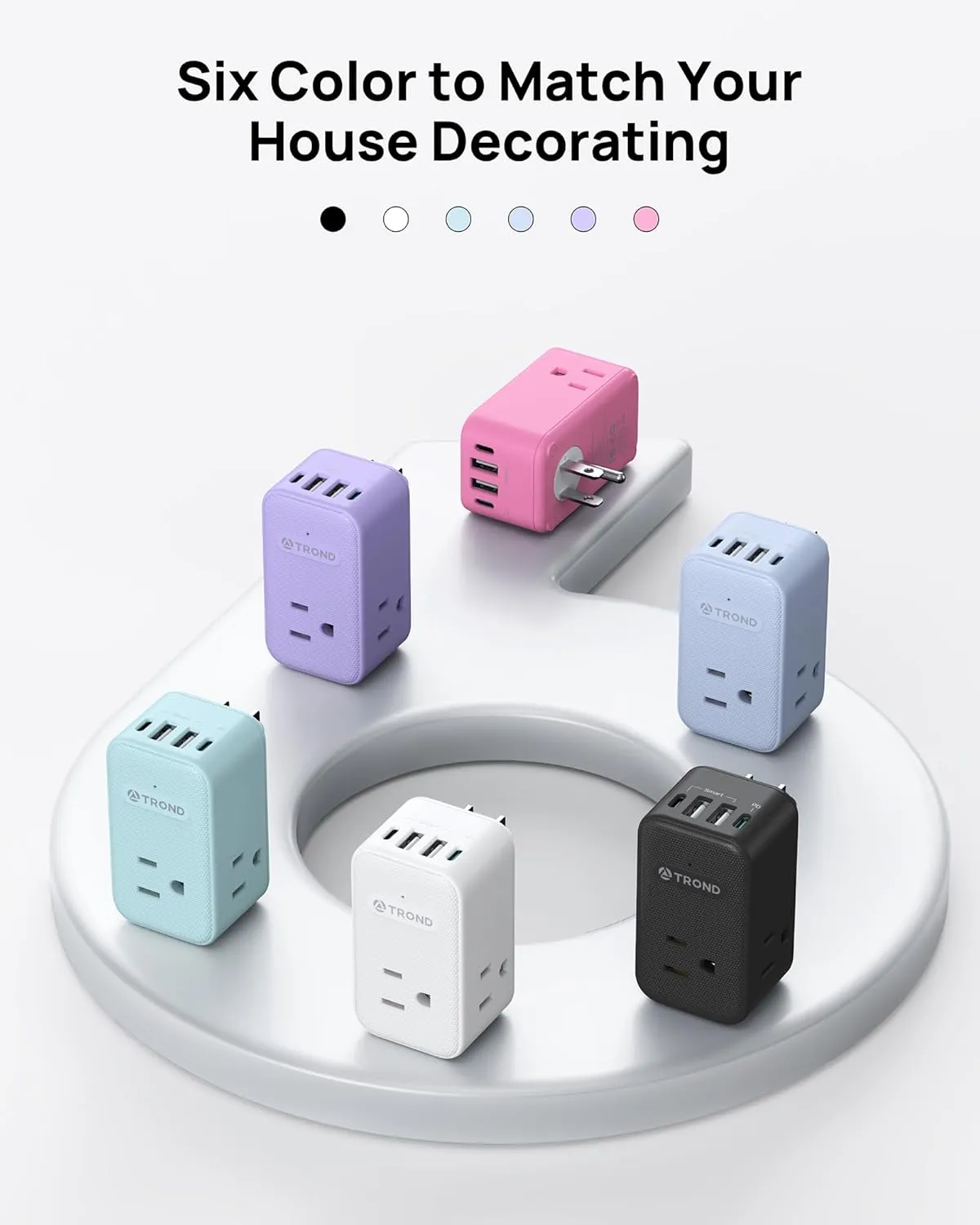 TROND Multi Plug Outlet Extender, 3 AC Outlet Adapter with 360 Rotating Plug, Black Power Splitter with PD 20W USB C Charger, A Compact Solution to Home Dorm Room Travel Cruise Essentials