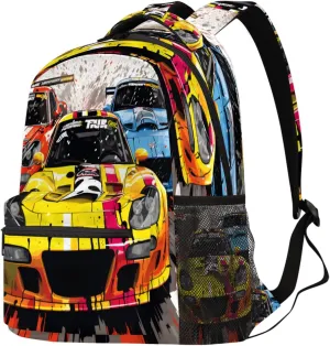 TropicalLife Color Race Car 18 Inch Travel Laptop Backpack for Women Men Large Business Travel Rucksack Waterproof Casual Daypack