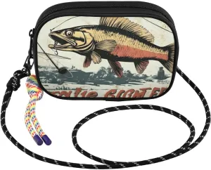 Trout Vintage Fishing Crossbody Bags for Women Cell Phone Purses Women's Shoulder Handbag Wallet Purse with Rope Pendant