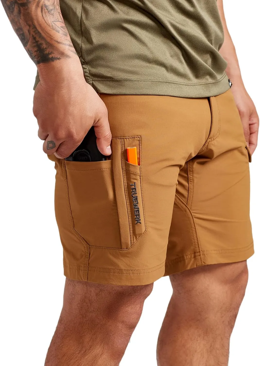TRUEWERK Men’s Work Shorts - T1 Werkshorts, Moisture Wicking, Multi-Pocket, Tactical Cargo Shorts with 4-Way Stretch