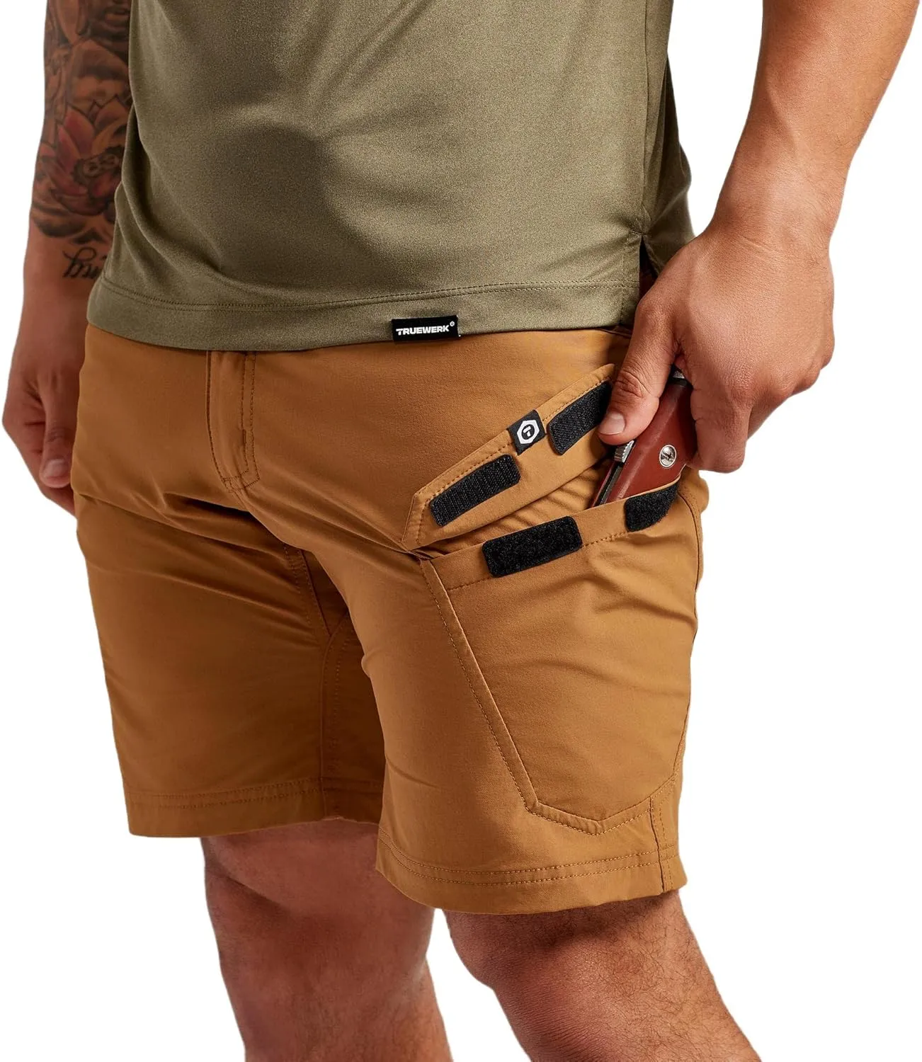 TRUEWERK Men’s Work Shorts - T1 Werkshorts, Moisture Wicking, Multi-Pocket, Tactical Cargo Shorts with 4-Way Stretch