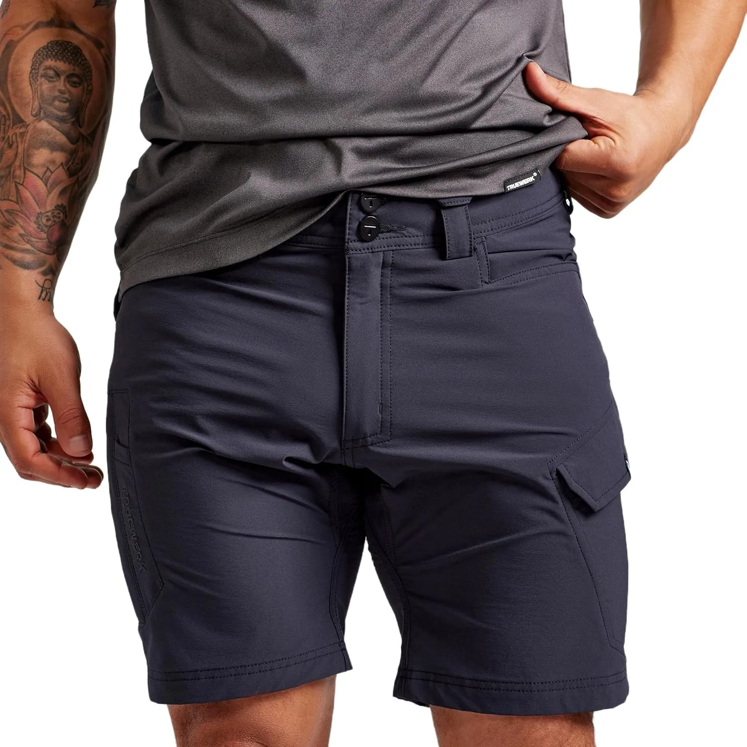 TRUEWERK Men’s Work Shorts - T1 Werkshorts, Moisture Wicking, Multi-Pocket, Tactical Cargo Shorts with 4-Way Stretch