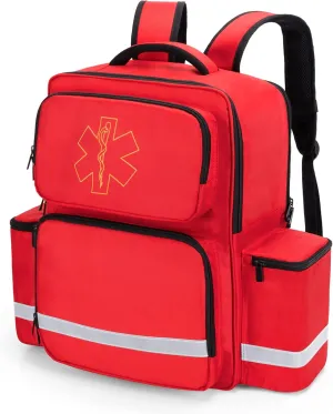 Trunab Emergency Medical Backpack 50L Responder Trauma Bag for EMT, Home Care, Red