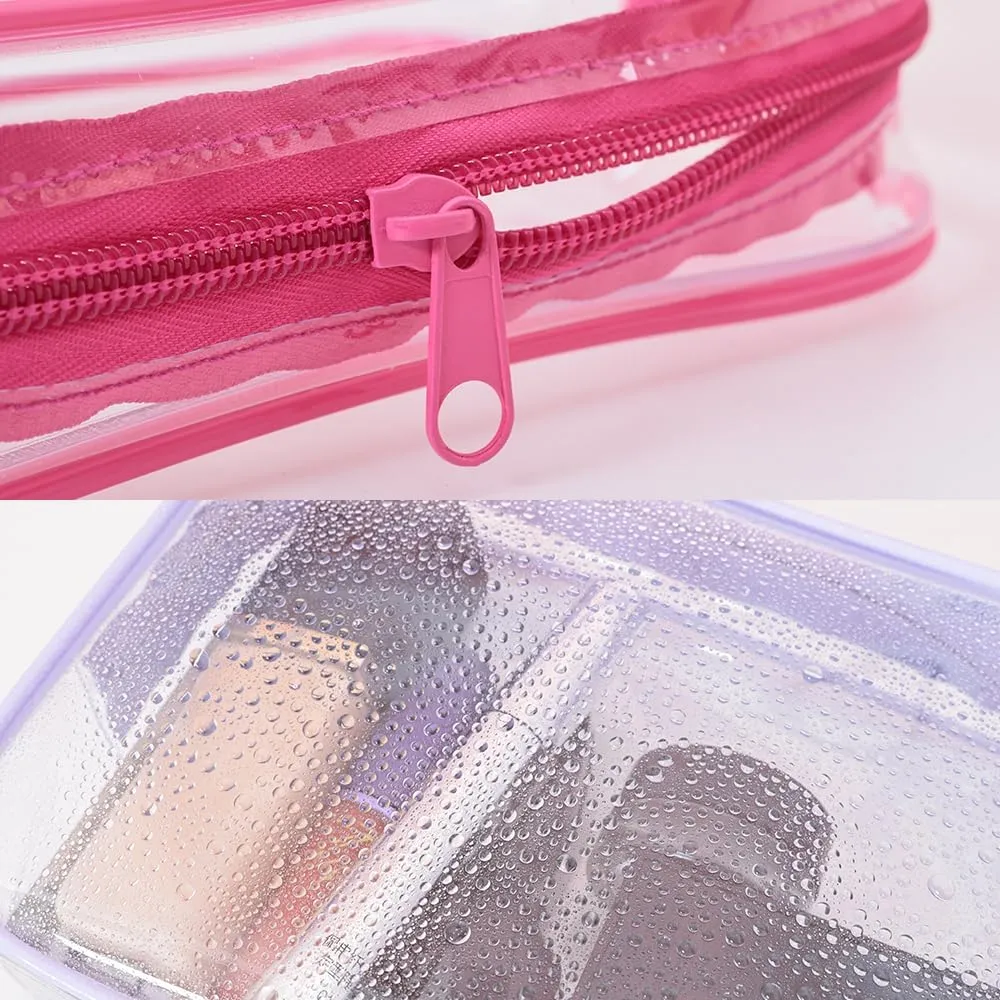 TSA Approved Toiletry Bag, 3 Pack Clear Toiletries Bags 7.5"x2.2"x5.5" Size Travel Makeup Cosmetic Bag for Women and Men, Carry on Airport Airline Compliant Bag, Clear Travel Bags for Toiletries-Black