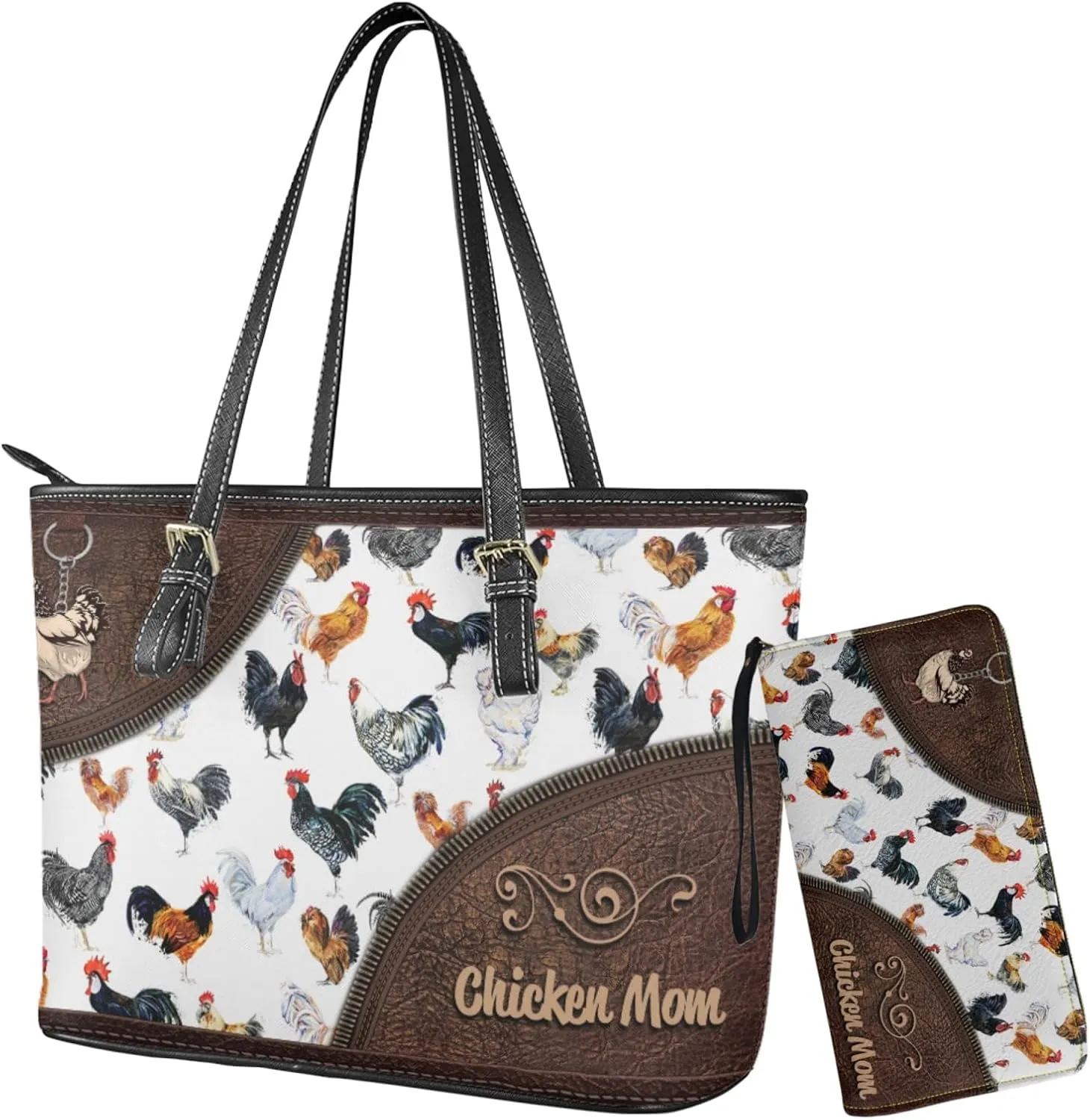 Tuoxiukan Personalized Handbags and Wallet Set for Women Clutch Purse Custom Name Tote Bag Customized Gifts for Mom