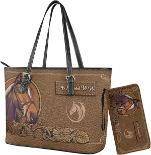 Tuoxiukan Personalized Handbags and Wallet Set for Women Clutch Purse Custom Name Tote Bag Customized Gifts for Mom