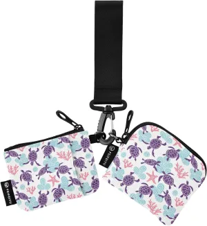 Turtle Wristlet Wallet for Women, Detachable Dual Pouch Wristlet, Mini Zip Around Wallet Portable Coin Purses