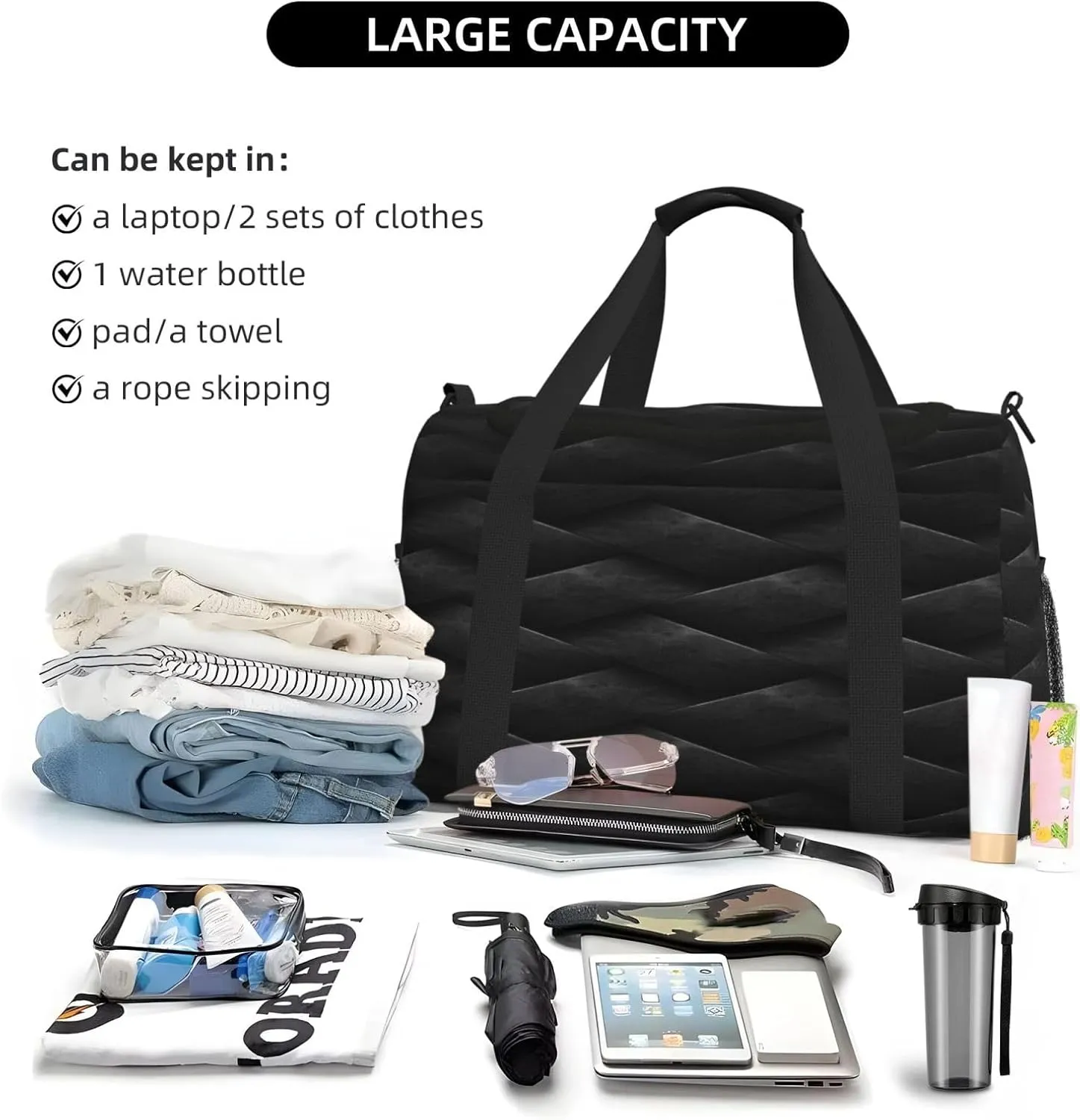Tyre Weaving Travel Duffel Bag Large Foldable Waterproof Overnight Bag For Beach Swim Bags Pool Sports Gym