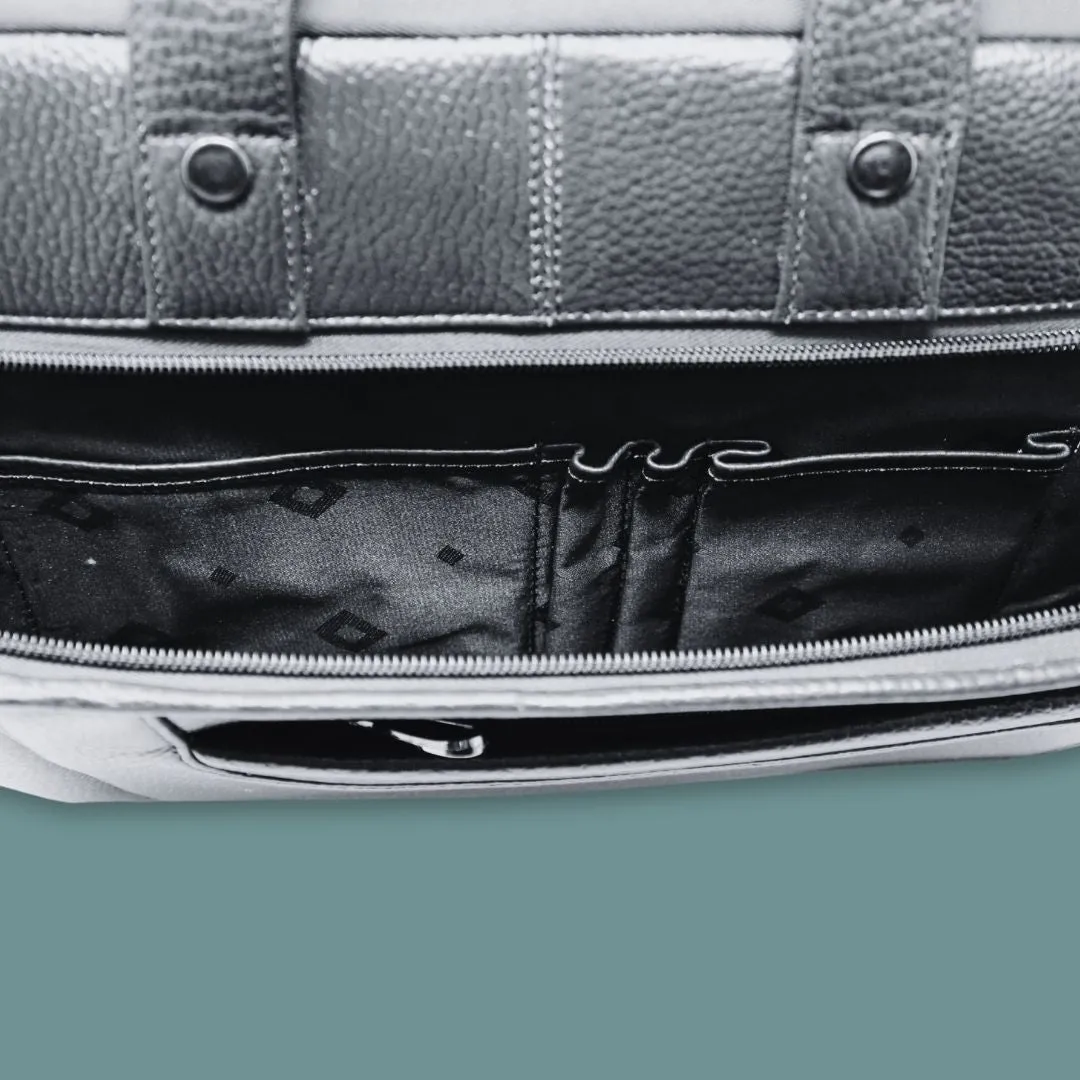 Uday Black Genuine Leather Laptop Messenger Bag-Gs
