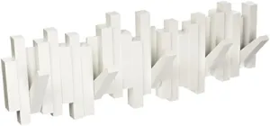 Umbra, White Sticks Multi Rack – Modern, Unique, Space-Saving Hanger with 5 Flip-Down Hooks for Hanging Coats, Scarfs, Purses