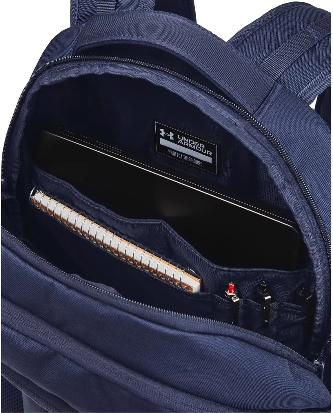 Under Armour Unisex-Adult Hustle 6.0 Backpack, (411) Midnight Navy/Midnight Navy/Metallic Silver, One Size Fits Most