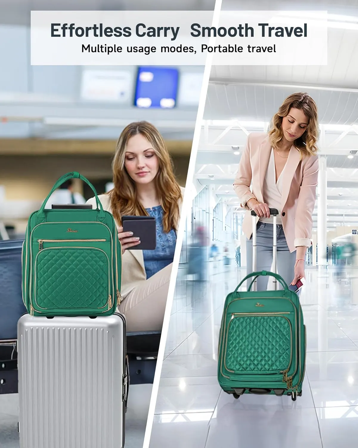 Under Seat Luggage with Wheels for Women Men, Airline Approved Underseat Carry on Luggage for Airplanes, Small Personal Item Travel Bag for Short Trip