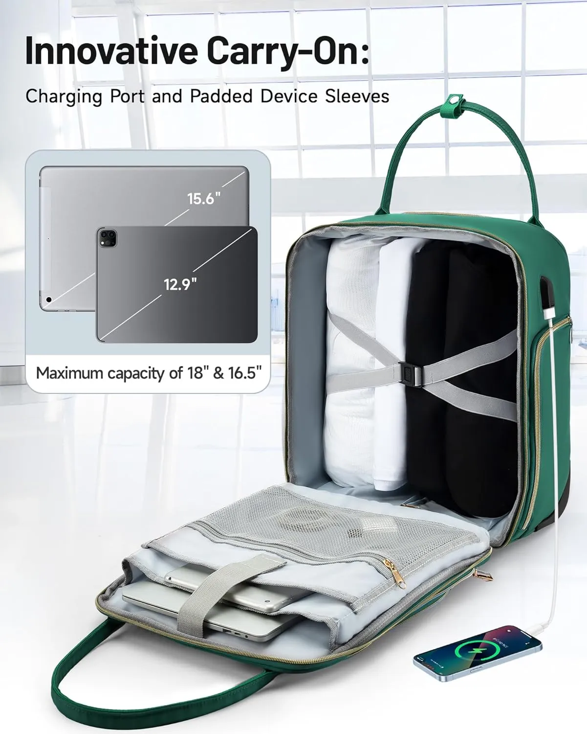 Under Seat Luggage with Wheels for Women Men, Airline Approved Underseat Carry on Luggage for Airplanes, Small Personal Item Travel Bag for Short Trip