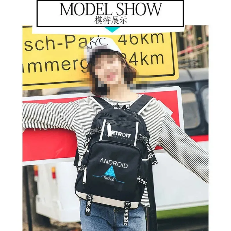 Unisex Hot Game Detroit Become Human Kids Laptop School Bag