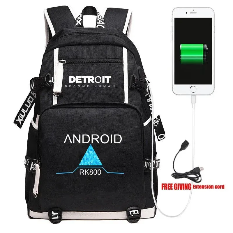 Unisex Hot Game Detroit Become Human Kids Laptop School Bag