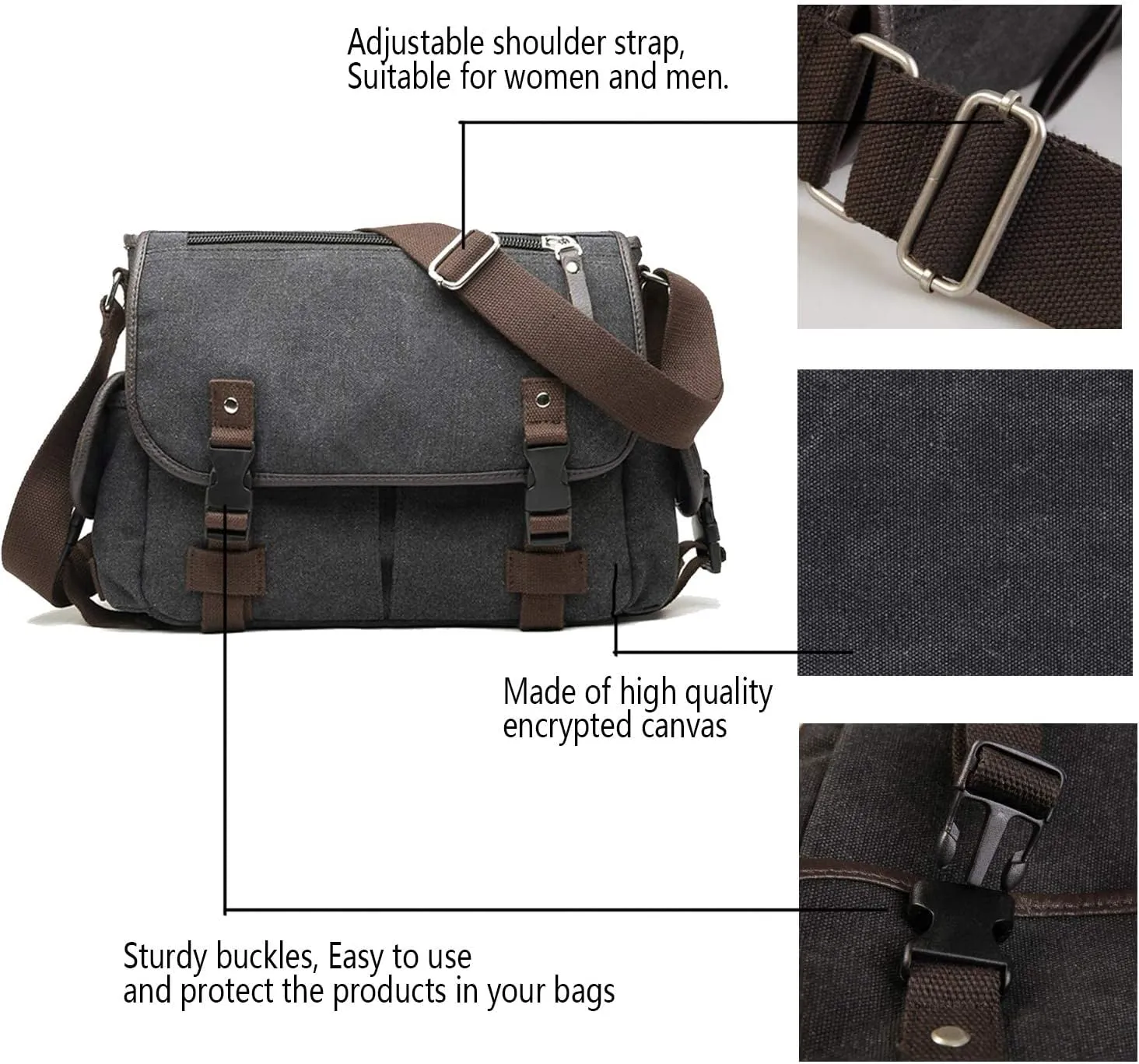 Upgraded Vintage Canvas Messenger Bag Large Fashion Book Laptop Shoulder Bag for Women Men New