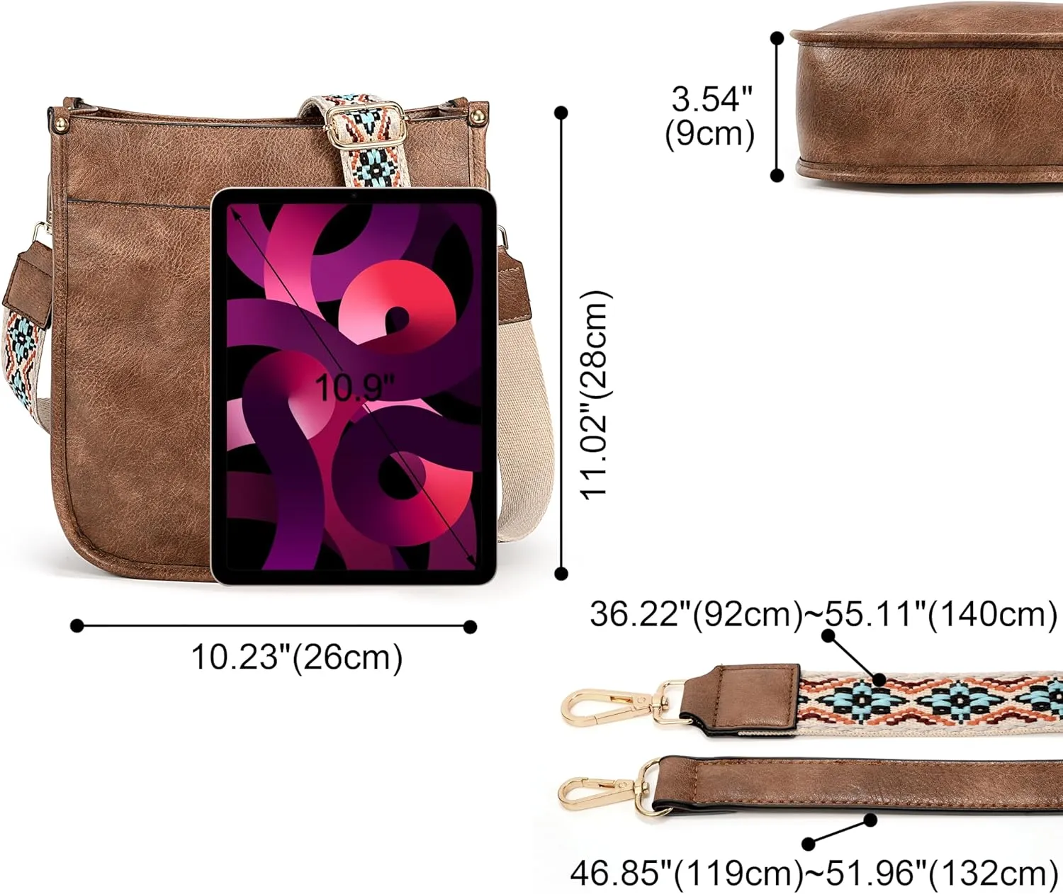 Uromee Crossbody Bags for Women Trendy Vegan Leather Multi Pocket Tassel Ladies Shoulder Handbag Purse Adjustable Strap