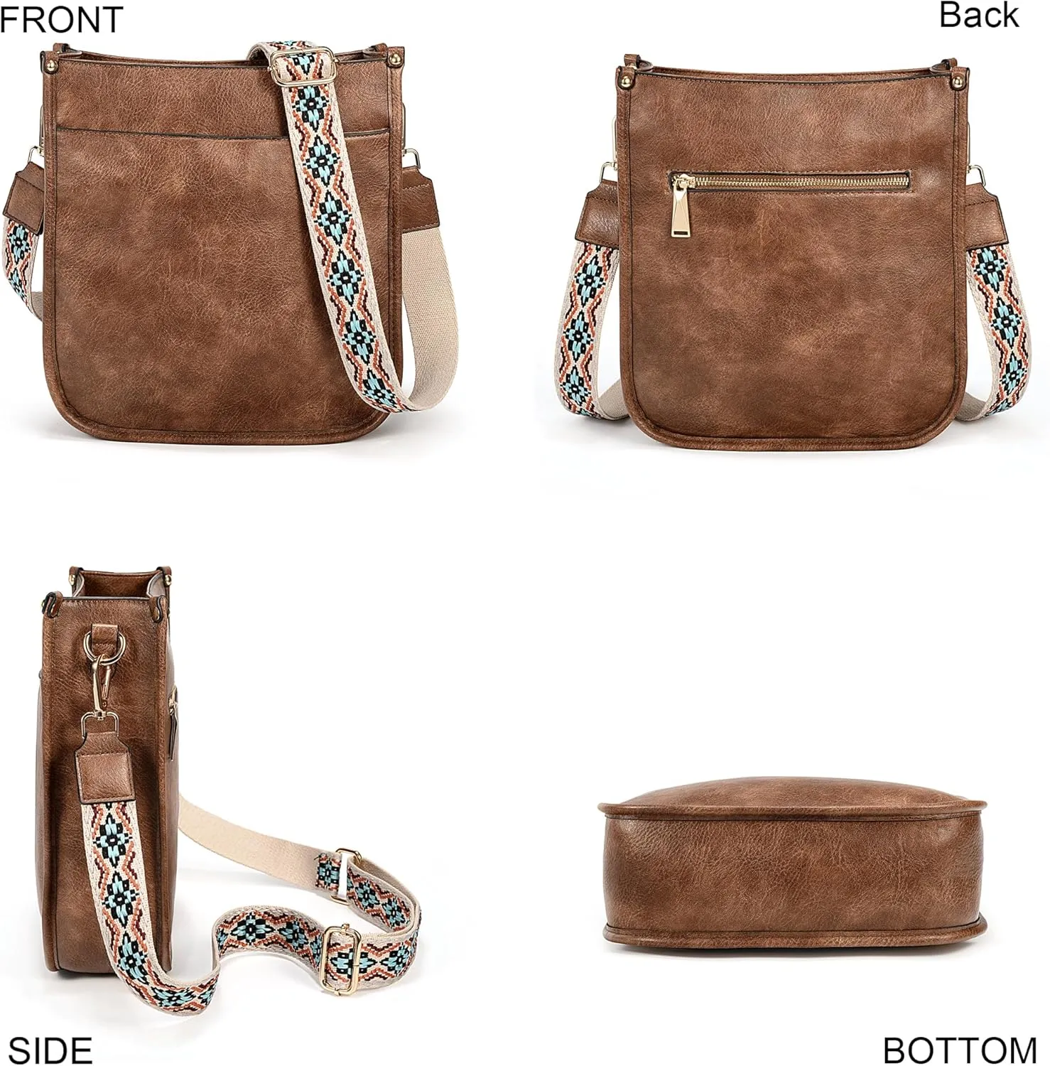 Uromee Crossbody Bags for Women Trendy Vegan Leather Multi Pocket Tassel Ladies Shoulder Handbag Purse Adjustable Strap
