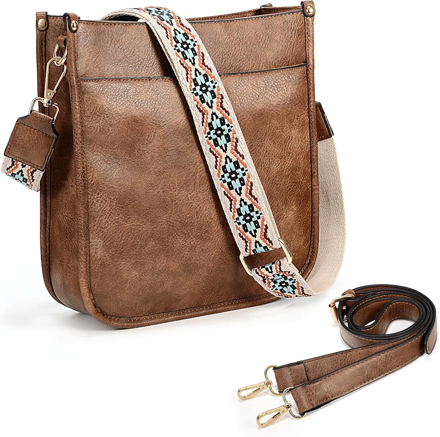 Uromee Crossbody Bags for Women Trendy Vegan Leather Multi Pocket Tassel Ladies Shoulder Handbag Purse Adjustable Strap