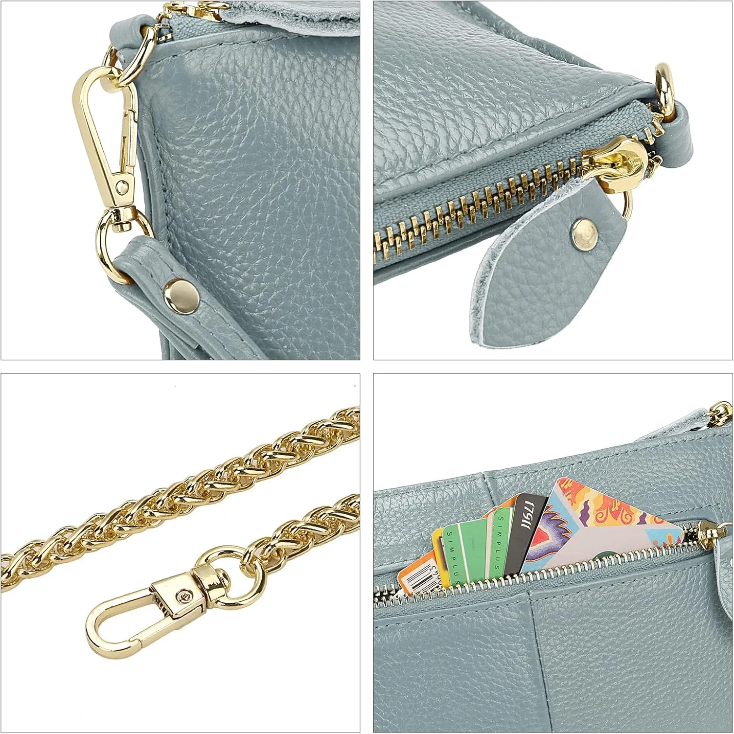 Uromee Wristlet Wallet Clutch Purses for Women Genuine Leather Crossbody Bag Handbag with Detachable Shoulder Chain
