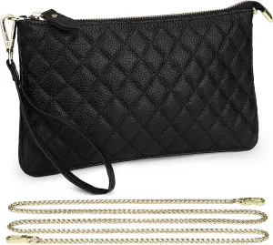 Uromee Wristlet Wallet Clutch Purses for Women Genuine Leather Crossbody Bag Handbag with Detachable Shoulder Chain