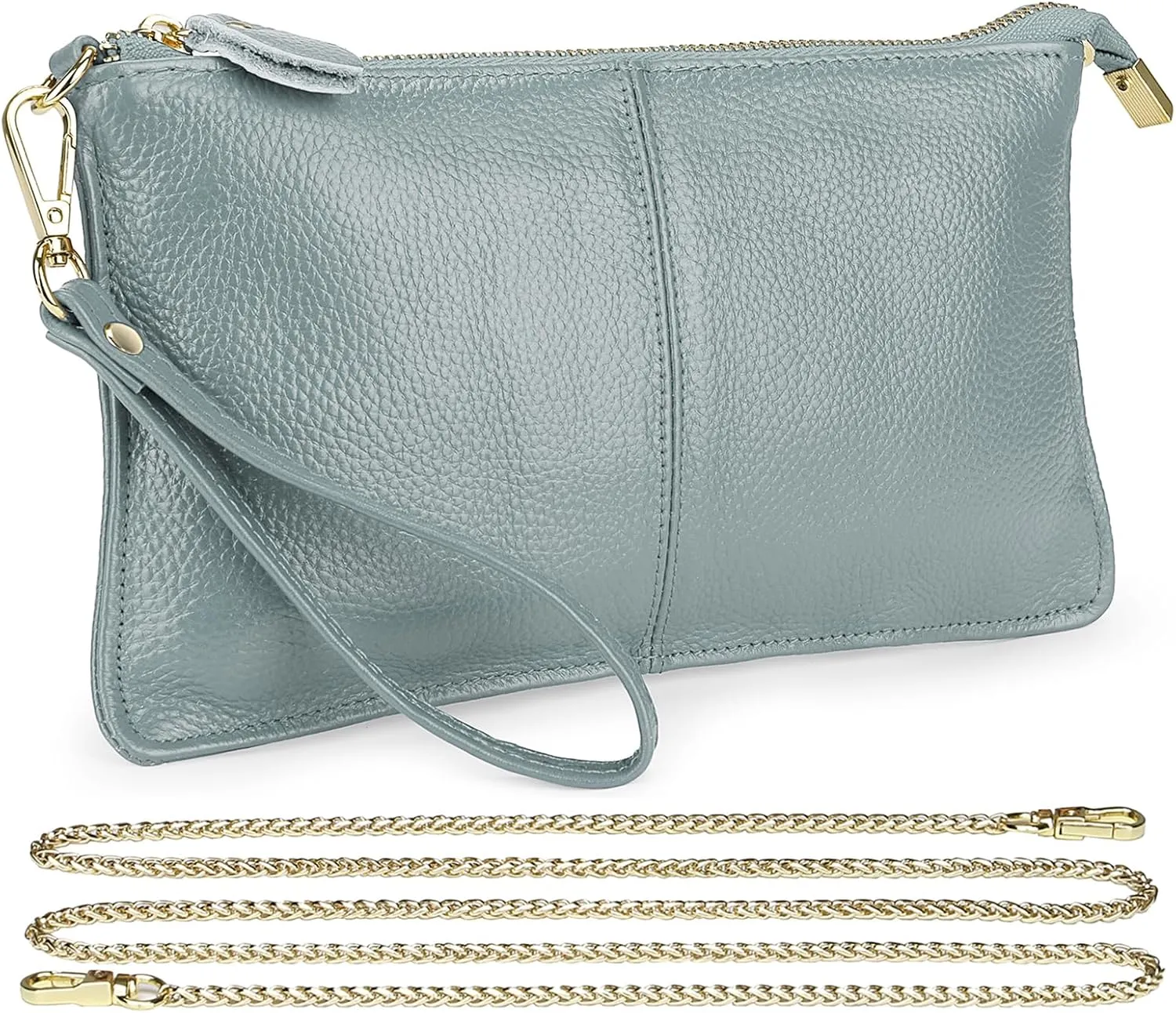 Uromee Wristlet Wallet Clutch Purses for Women Genuine Leather Crossbody Bag Handbag with Detachable Shoulder Chain