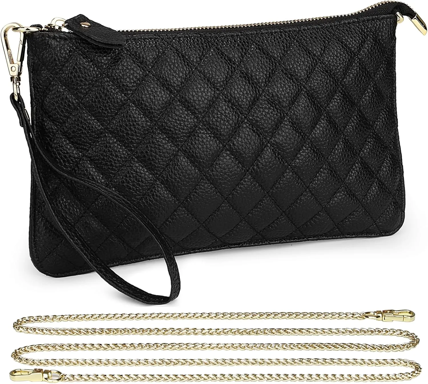 Uromee Wristlet Wallet Clutch Purses for Women Genuine Leather Crossbody Bag Handbag with Detachable Shoulder Chain