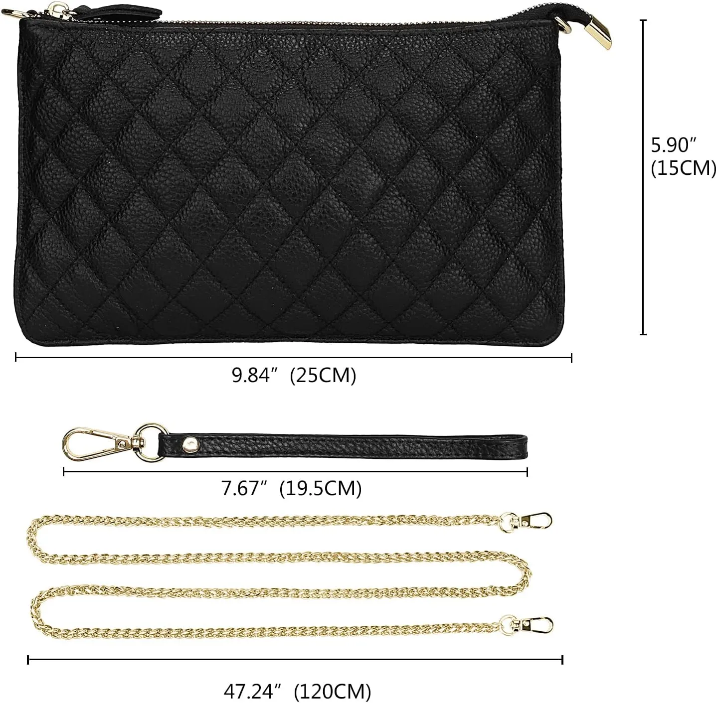 Uromee Wristlet Wallet Clutch Purses for Women Genuine Leather Crossbody Bag Handbag with Detachable Shoulder Chain