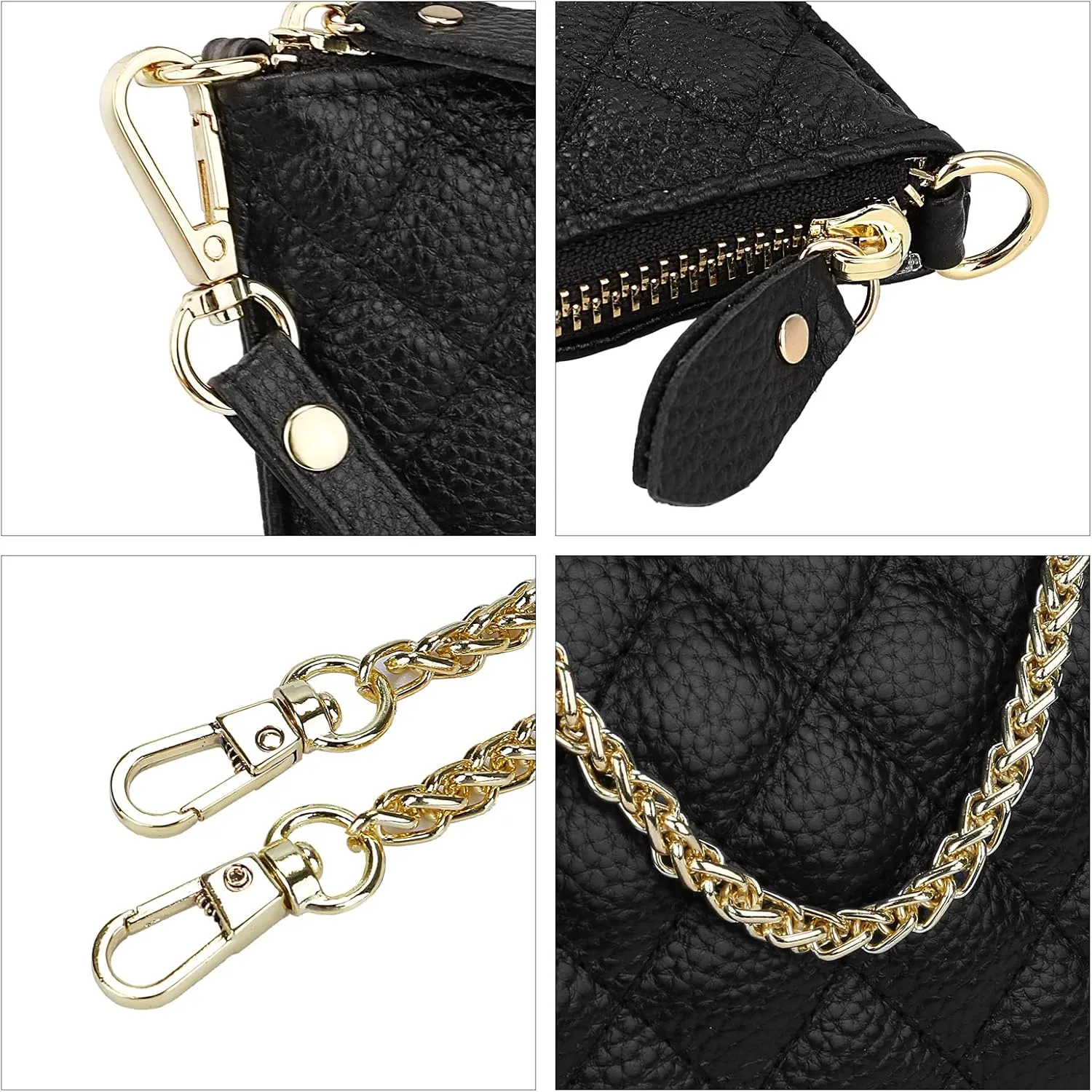 Uromee Wristlet Wallet Clutch Purses for Women Genuine Leather Crossbody Bag Handbag with Detachable Shoulder Chain