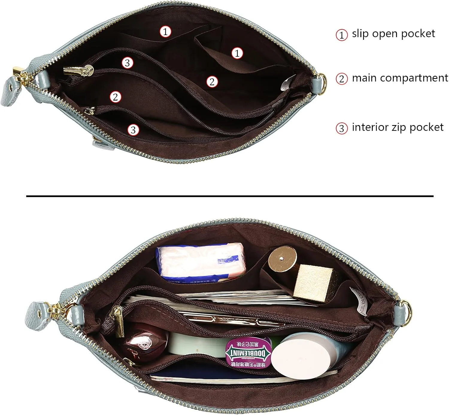 Uromee Wristlet Wallet Clutch Purses for Women Genuine Leather Crossbody Bag Handbag with Detachable Shoulder Chain