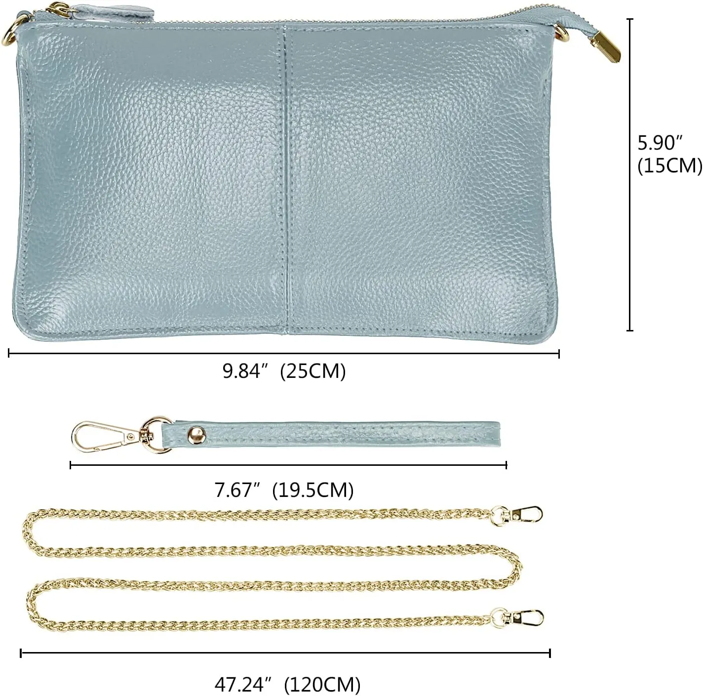 Uromee Wristlet Wallet Clutch Purses for Women Genuine Leather Crossbody Bag Handbag with Detachable Shoulder Chain