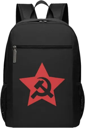 USSR Hammer and Sickle Travel Laptop Backpack, Business Anti Theft Slim Sturdy Laptops Backpacks, College Computer Bag Gift for Men & Women Fits 17 Inch Notebook,Black