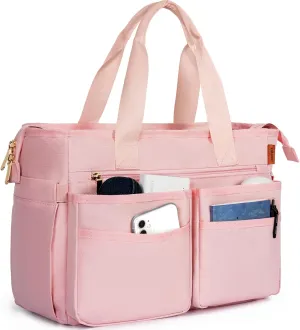 Utility Tote Bag for Women, Multi Pockets Shoulder Bag with Zipper, Laptop Handbag for Teacher, Working Women, Nurses