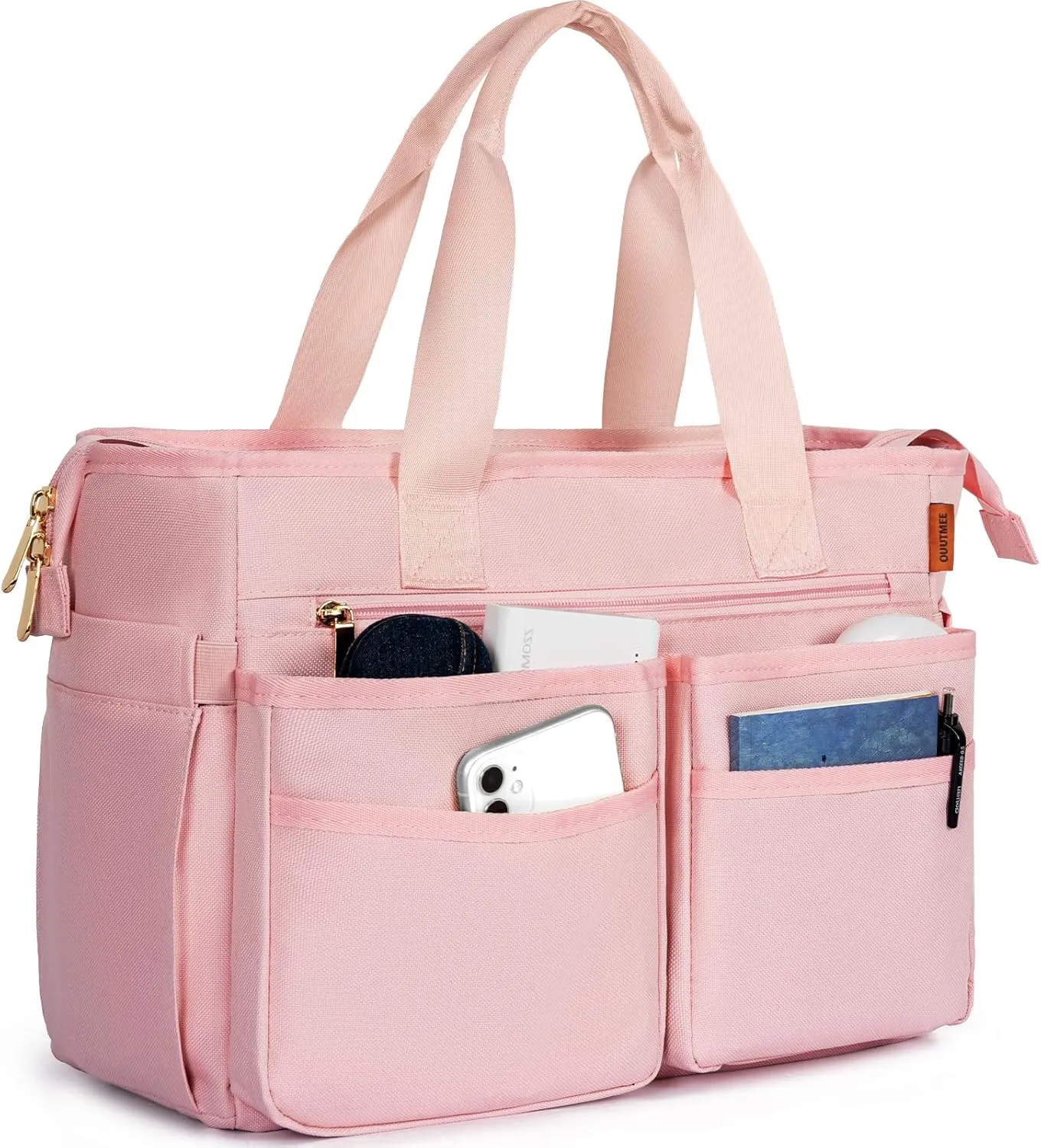 Utility Tote Bag for Women, Multi Pockets Shoulder Bag with Zipper, Laptop Handbag for Teacher, Working Women, Nurses