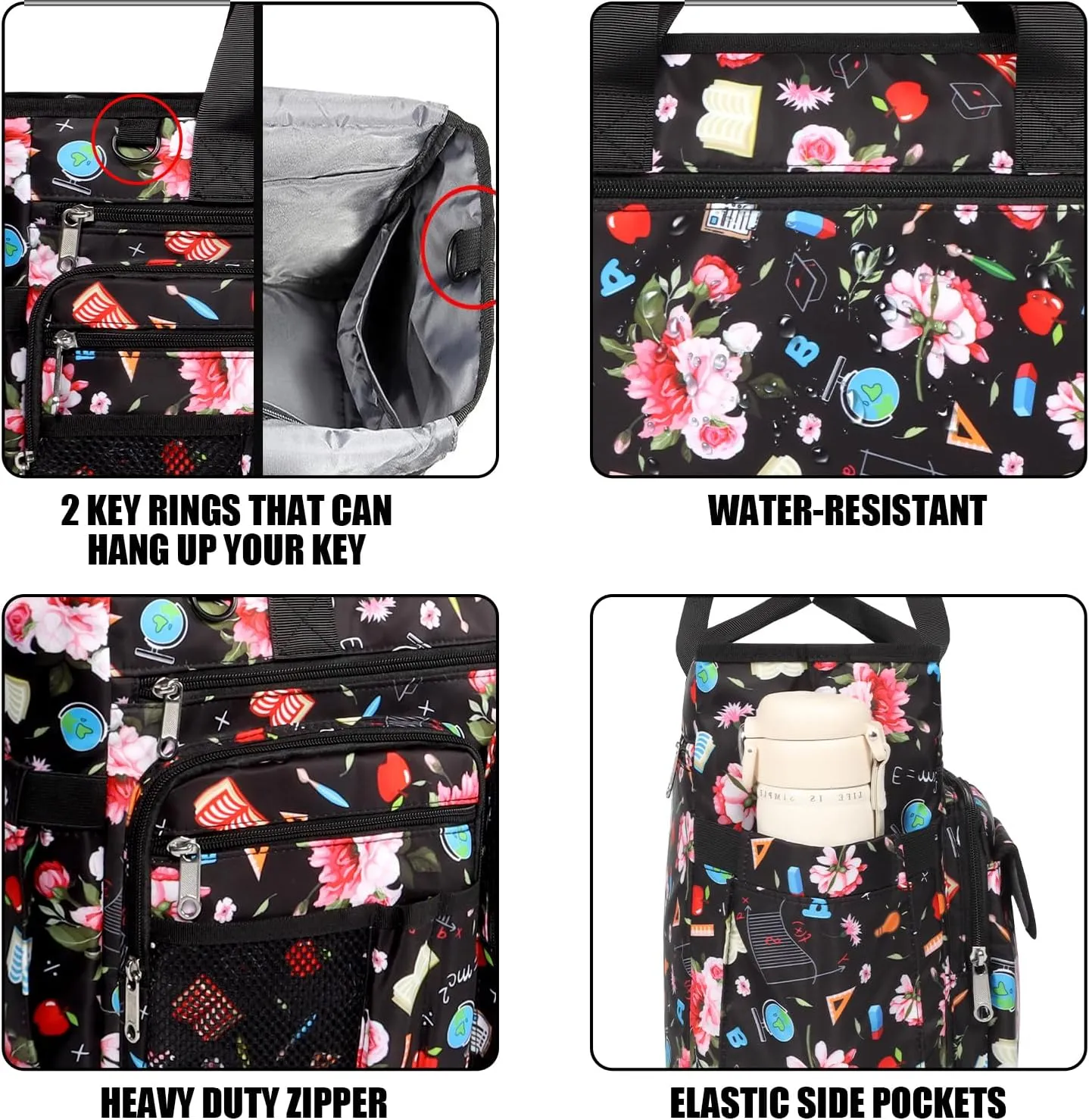 Utility Tote Bag for Work Women Teacher Nurse Diaper Carry on Travel Gift Nurse Teaching Nursing School Student Graduation (PINK)