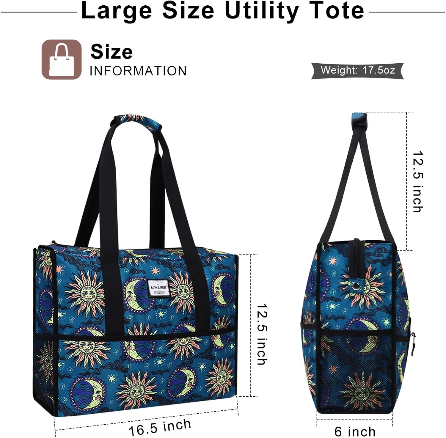 Utility Tote Bag with Laptop Compartment Luggage Sleeve Zippered Multi-pocket Commute Shoulder Purse for Nursing/Work