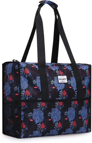 Utility Tote Bag with Laptop Compartment Luggage Sleeve Zippered Multi-pocket Commute Shoulder Purse for Nursing/Work