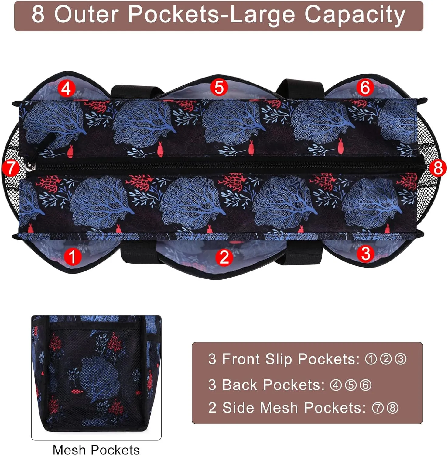 Utility Tote Bag with Laptop Compartment Luggage Sleeve Zippered Multi-pocket Commute Shoulder Purse for Nursing/Work