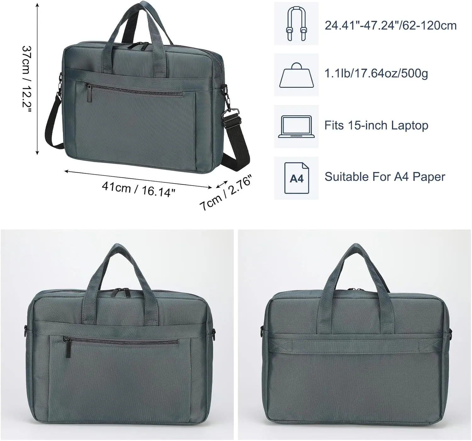 uxcell Laptop Briefcase Bag Oxford Removable with Adjustable Shoulder Strap for Business Travel