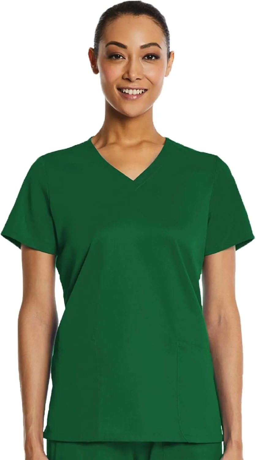 V-Neck Scrub Top for Women 2 Pocket 4-Way Stretch for Medical Dental Spa EL9105
