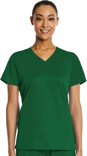 V-Neck Scrub Top for Women 2 Pocket 4-Way Stretch for Medical Dental Spa EL9105