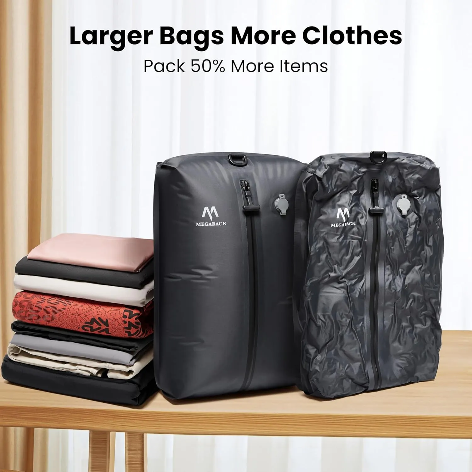 Vacuum Bags for Travel, IP67 Reusable Vacuum Seal Bags for Clothing with Electric Pump, Vacuum Seal Packing cube for Suitcases, Backpack & Travel (2PC Pump)
